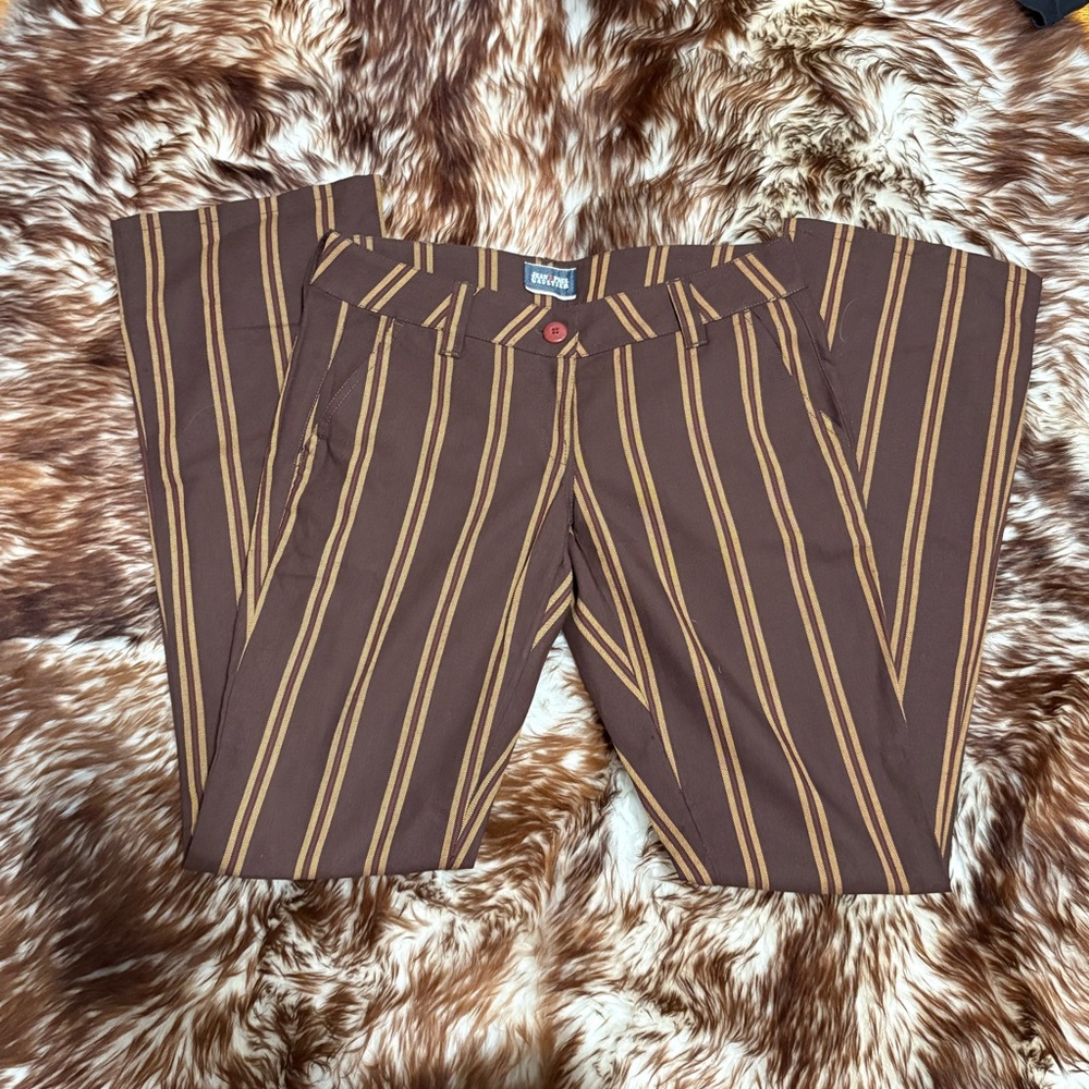 Jean Paul Gaultier Chocolate and Tan Striped Wide Leg Pants